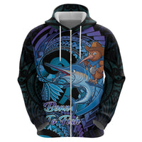 Personalised Blue Marlin Fishing New Zealand Hoodie NZ Kiwi Cowboy Born To Fish LT14 - Polynesian Pride