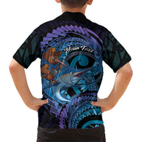 Personalised Blue Marlin Fishing New Zealand Kid Hawaiian Shirt NZ Kiwi Cowboy Born To Fish LT14 - Polynesian Pride