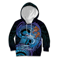 Personalised Blue Marlin Fishing New Zealand Kid Hoodie NZ Kiwi Cowboy Born To Fish LT14 Hoodie Purple - Polynesian Pride