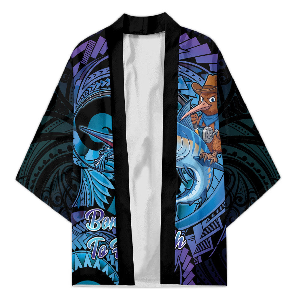 Personalised Blue Marlin Fishing New Zealand Kimono NZ Kiwi Cowboy Born To Fish