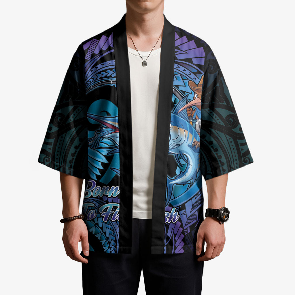 Personalised Blue Marlin Fishing New Zealand Kimono NZ Kiwi Cowboy Born To Fish