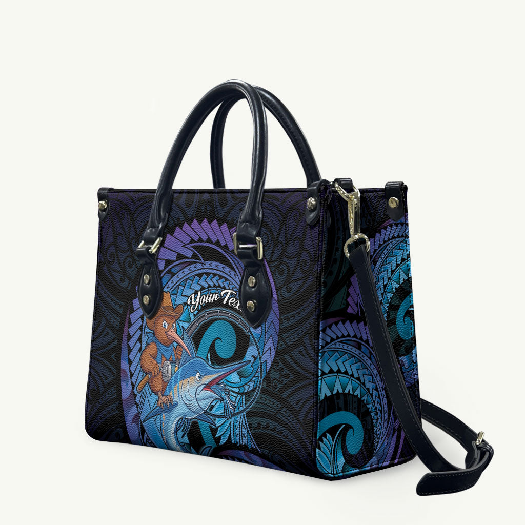 Personalised Blue Marlin Fishing New Zealand Leather Bag NZ Kiwi Cowboy Born To Fish