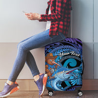 Personalised Blue Marlin Fishing New Zealand Luggage Cover NZ Kiwi Cowboy Born To Fish LT14 - Polynesian Pride