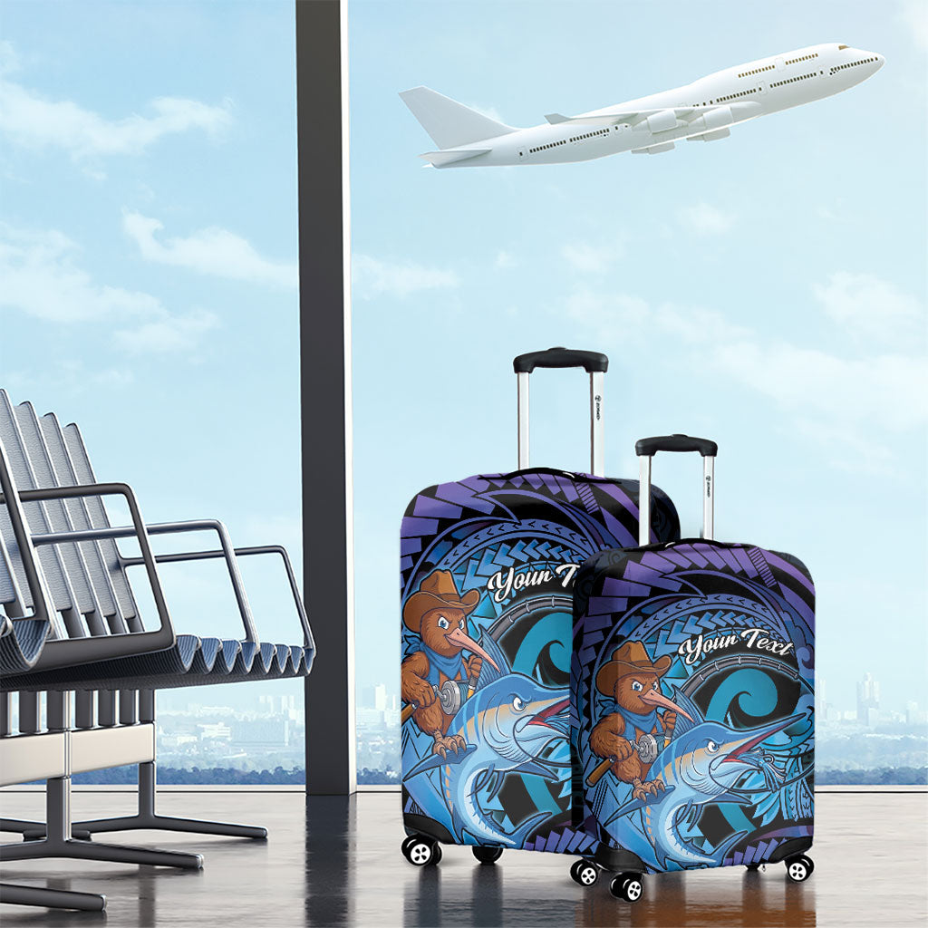 Personalised Blue Marlin Fishing New Zealand Luggage Cover NZ Kiwi Cowboy Born To Fish LT14 - Polynesian Pride