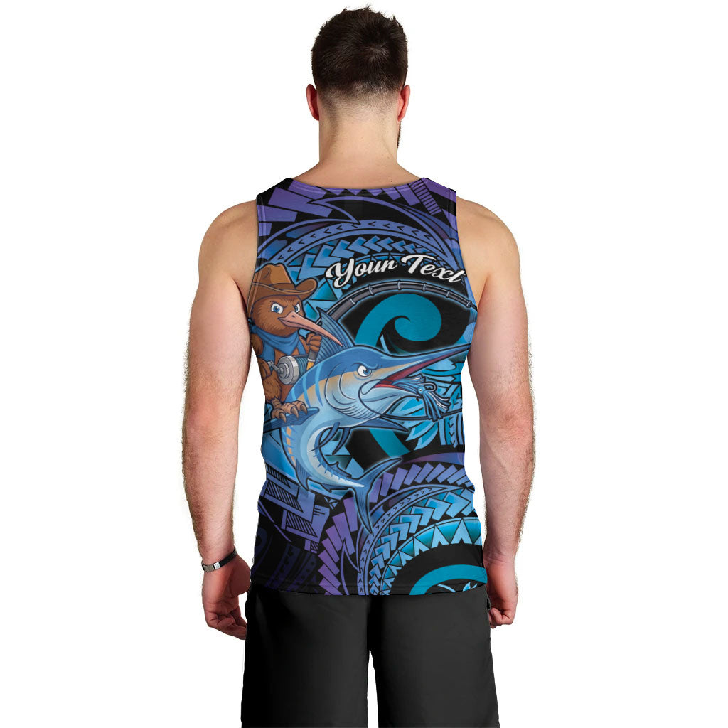 Personalised Blue Marlin Fishing New Zealand Men Tank Top NZ Kiwi Cowboy Born To Fish LT14 - Polynesian Pride