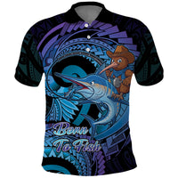 Personalised Blue Marlin Fishing New Zealand Polo Shirt NZ Kiwi Cowboy Born To Fish LT14 Purple - Polynesian Pride