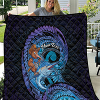 Personalised Blue Marlin Fishing New Zealand Quilt NZ Kiwi Cowboy Born To Fish