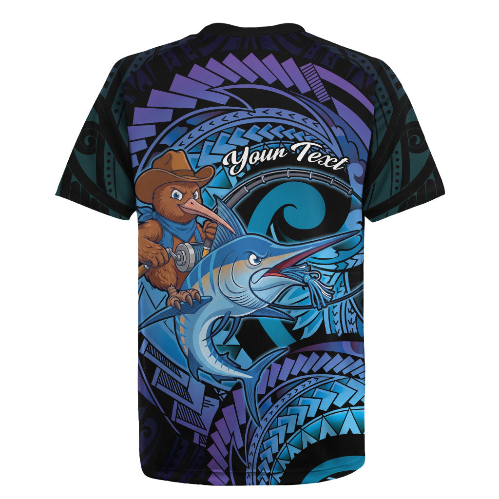 Personalised Blue Marlin Fishing New Zealand Rugby Jersey NZ Kiwi Cowboy Born To Fish LT14 - Polynesian Pride