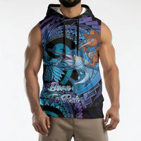 Personalised Blue Marlin Fishing New Zealand Sleeveless Hoodie NZ Kiwi Cowboy Born To Fish LT14 - Polynesian Pride