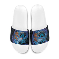 Personalised Blue Marlin Fishing New Zealand Slide Sandals NZ Kiwi Cowboy Born To Fish LT14 Purple - Polynesian Pride