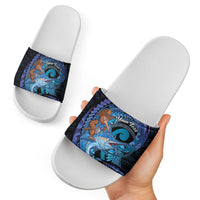Personalised Blue Marlin Fishing New Zealand Slide Sandals NZ Kiwi Cowboy Born To Fish LT14 - Polynesian Pride