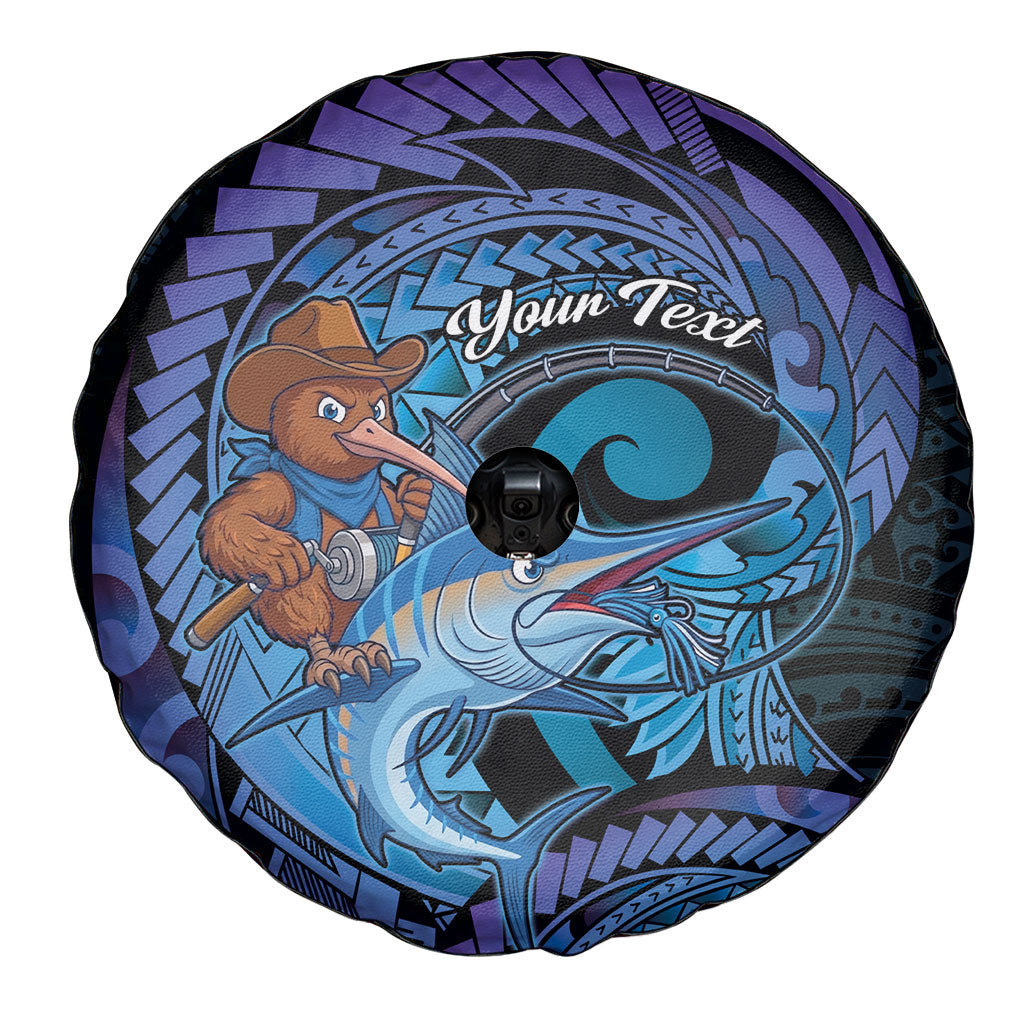Personalised Blue Marlin Fishing New Zealand Spare Tire Cover NZ Kiwi Cowboy Born To Fish LT14 - Polynesian Pride