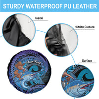 Personalised Blue Marlin Fishing New Zealand Spare Tire Cover NZ Kiwi Cowboy Born To Fish LT14 - Polynesian Pride