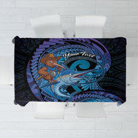 Personalised Blue Marlin Fishing New Zealand Tablecloth NZ Kiwi Cowboy Born To Fish