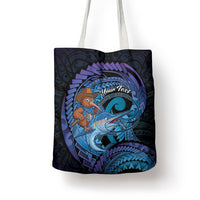 Personalised Blue Marlin Fishing New Zealand Tote Bag NZ Kiwi Cowboy Born To Fish LT14 - Polynesian Pride