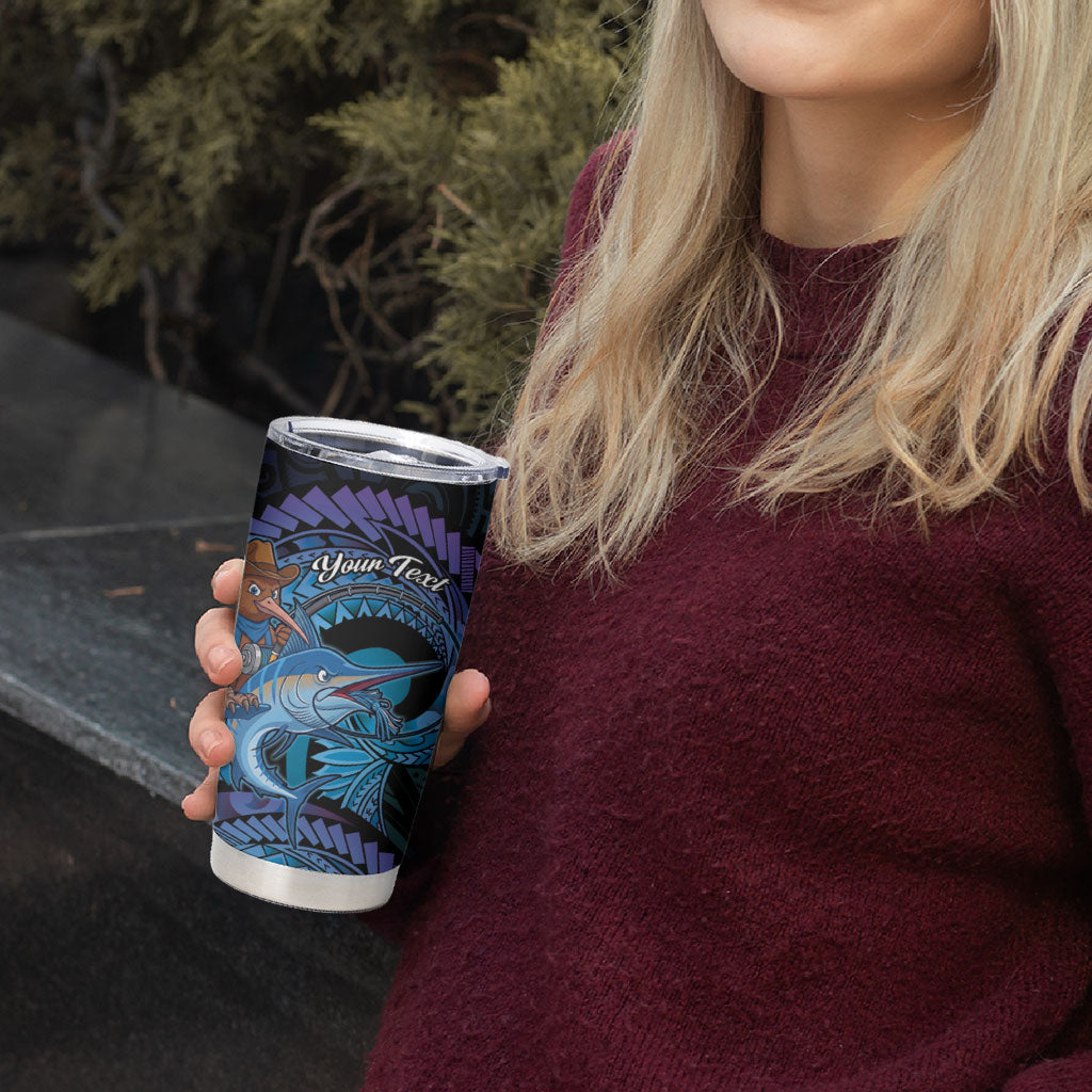Personalised Blue Marlin Fishing New Zealand Tumbler Cup NZ Kiwi Cowboy Born To Fish LT14 - Polynesian Pride