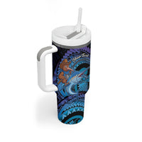 Personalised Blue Marlin Fishing New Zealand Tumbler With Handle NZ Kiwi Cowboy Born To Fish LT14 - Polynesian Pride