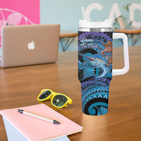Personalised Blue Marlin Fishing New Zealand Tumbler With Handle NZ Kiwi Cowboy Born To Fish LT14 - Polynesian Pride