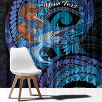 Personalised Blue Marlin Fishing New Zealand Window Curtain NZ Kiwi Cowboy Born To Fish