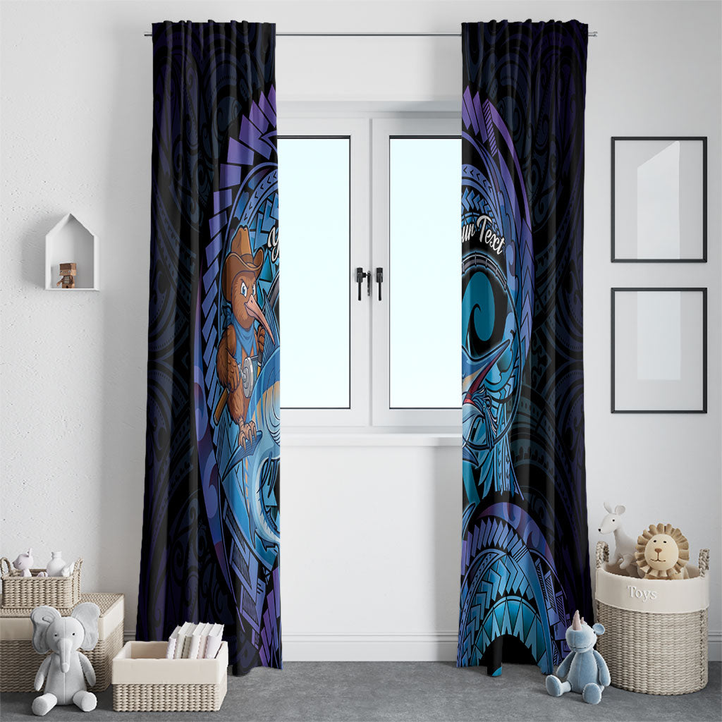 Personalised Blue Marlin Fishing New Zealand Window Curtain NZ Kiwi Cowboy Born To Fish