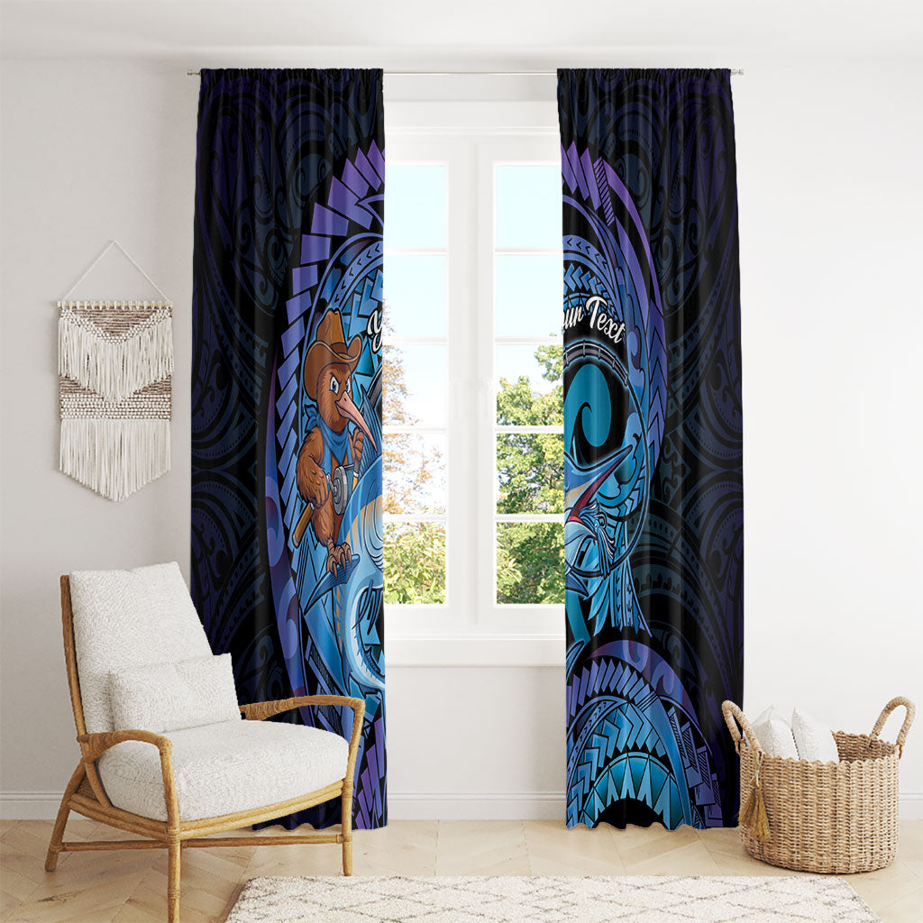 Personalised Blue Marlin Fishing New Zealand Window Curtain NZ Kiwi Cowboy Born To Fish