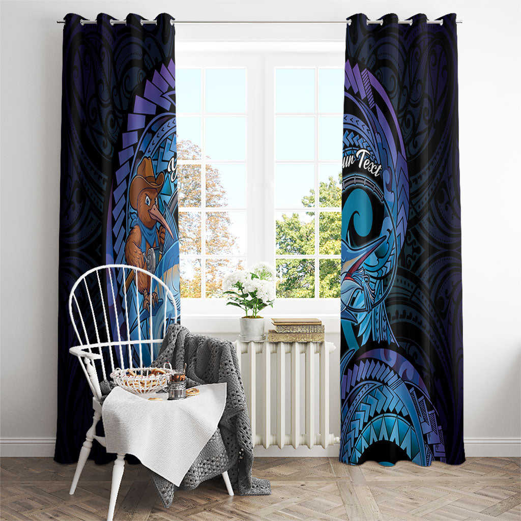 Personalised Blue Marlin Fishing New Zealand Window Curtain NZ Kiwi Cowboy Born To Fish