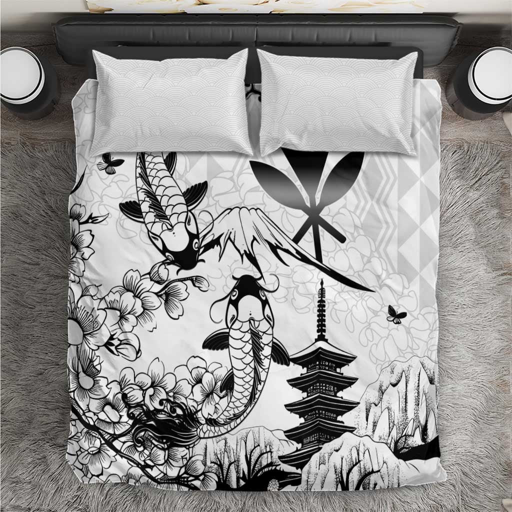 Japan And Hawaii Bedding Set Sakura Koi Fish Hawaiian Lei Kanaka - Polynesian Pride