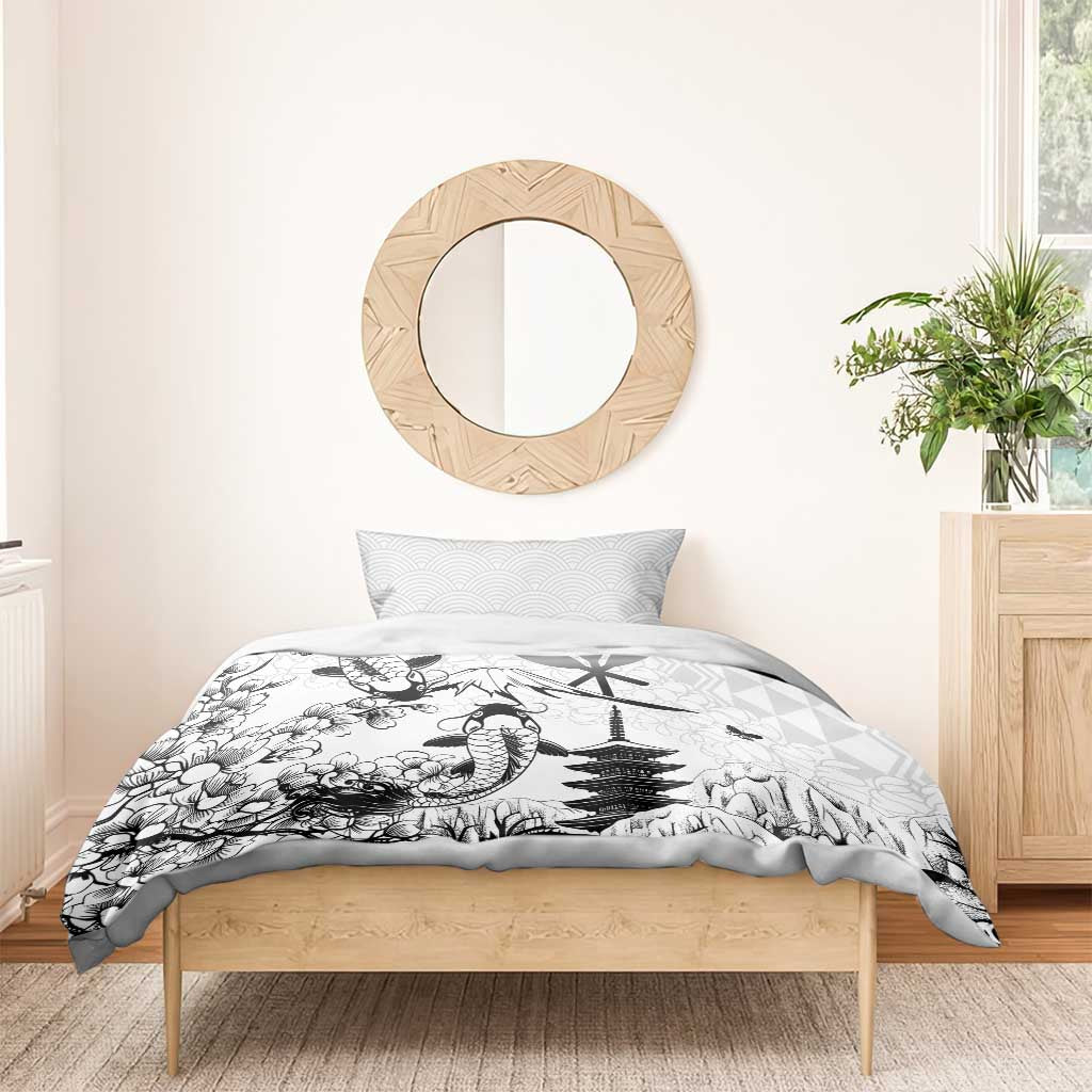 Japan And Hawaii Bedding Set Sakura Koi Fish Hawaiian Lei Kanaka - Polynesian Pride