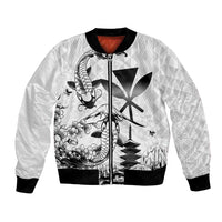 Japan And Hawaii Bomber Jacket Sakura Koi Fish Hawaiian Lei Kanaka - Polynesian Pride