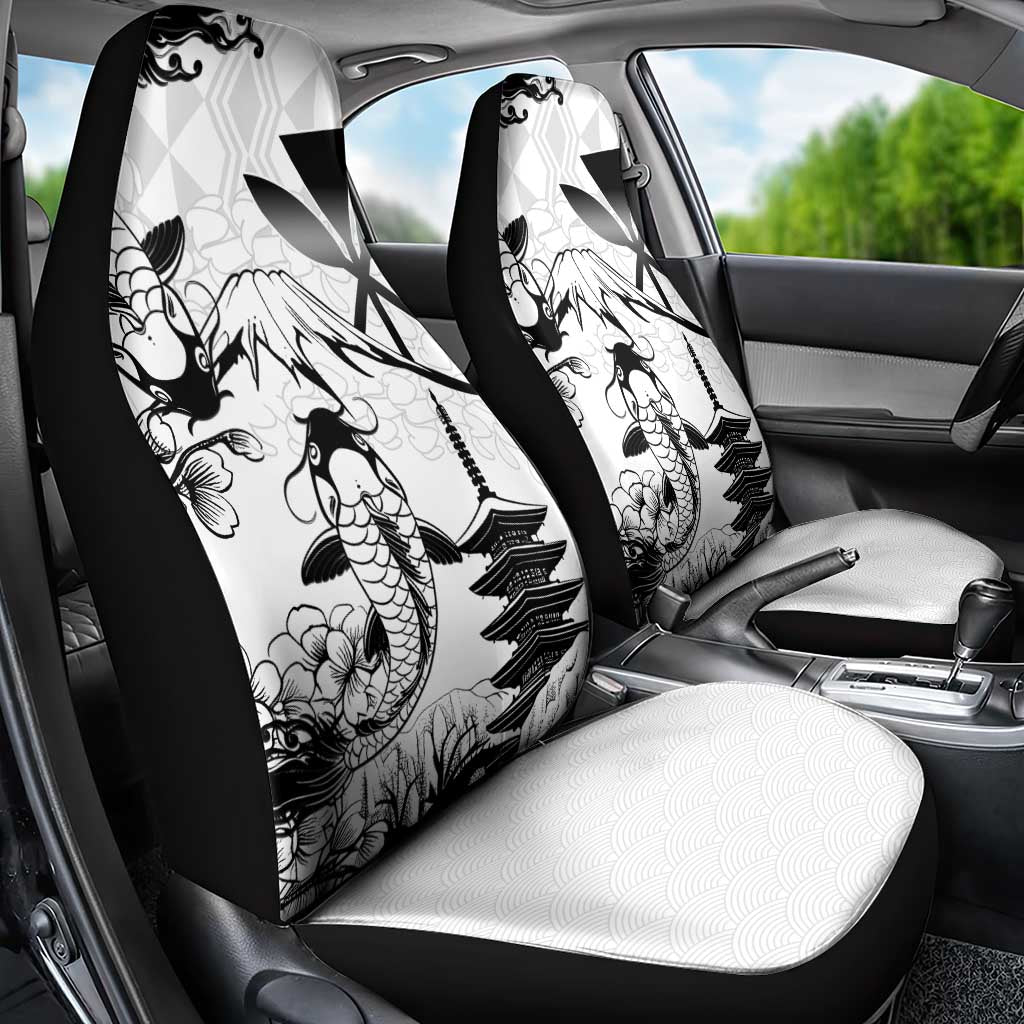 Japan And Hawaii Car Seat Cover Sakura Koi Fish Hawaiian Lei Kanaka - Polynesian Pride