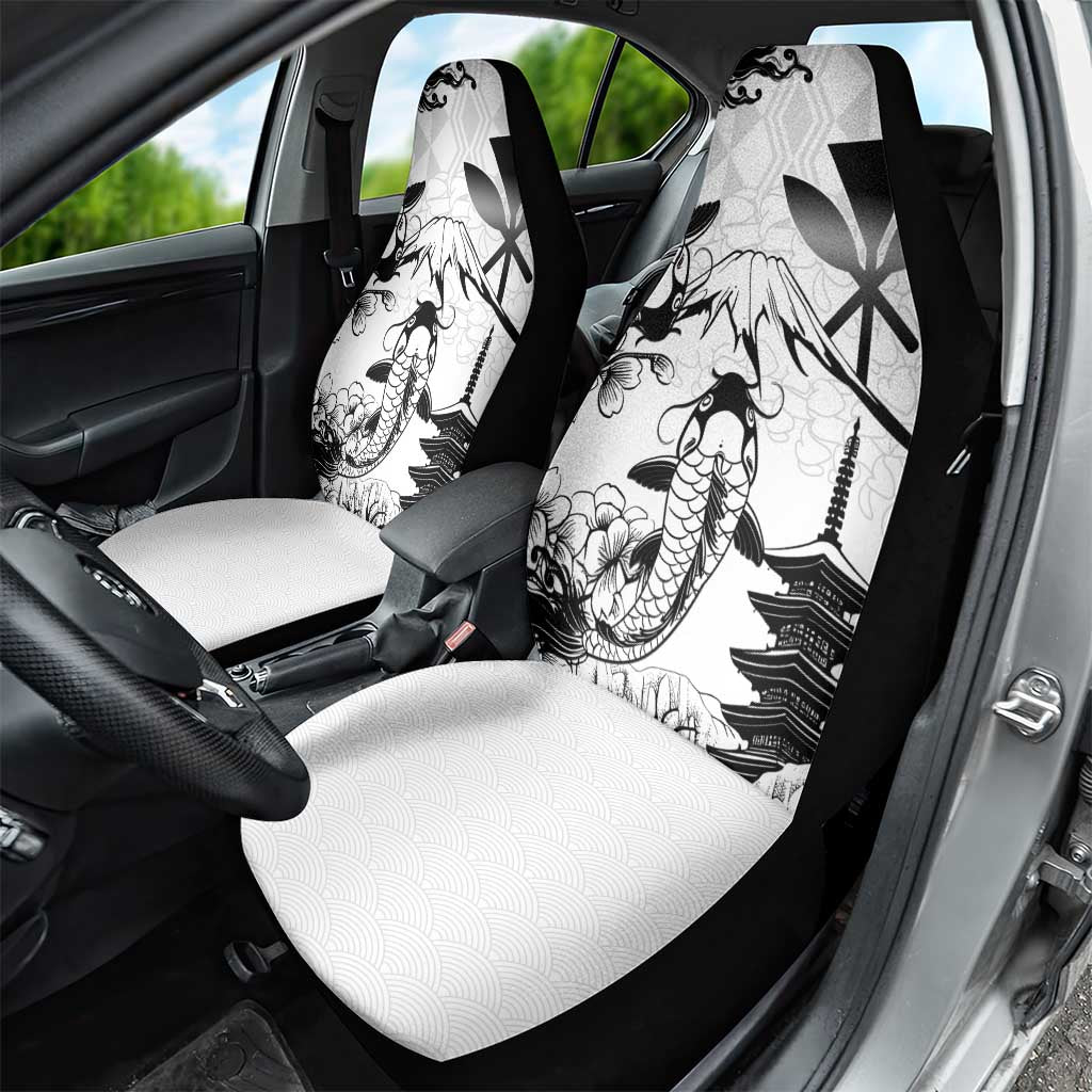 Japan And Hawaii Car Seat Cover Sakura Koi Fish Hawaiian Lei Kanaka - Polynesian Pride