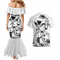Japan And Hawaii Couples Matching Mermaid Dress and Hawaiian Shirt Sakura Koi Fish Hawaiian Lei Kanaka LT14 - Polynesian Pride