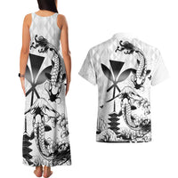 Japan And Hawaii Couples Matching Tank Maxi Dress and Hawaiian Shirt Sakura Koi Fish Hawaiian Lei Kanaka LT14 - Polynesian Pride