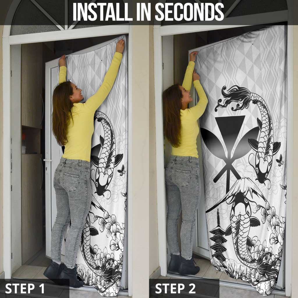 Japan And Hawaii Door Cover Sakura Koi Fish Hawaiian Lei Kanaka - Polynesian Pride