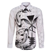 Japan And Hawaii Family Matching Off Shoulder Maxi Dress and Hawaiian Shirt Sakura Koi Fish Hawaiian Lei Kanaka LT14 Dad's Shirt - Long Sleeve White - Polynesian Pride