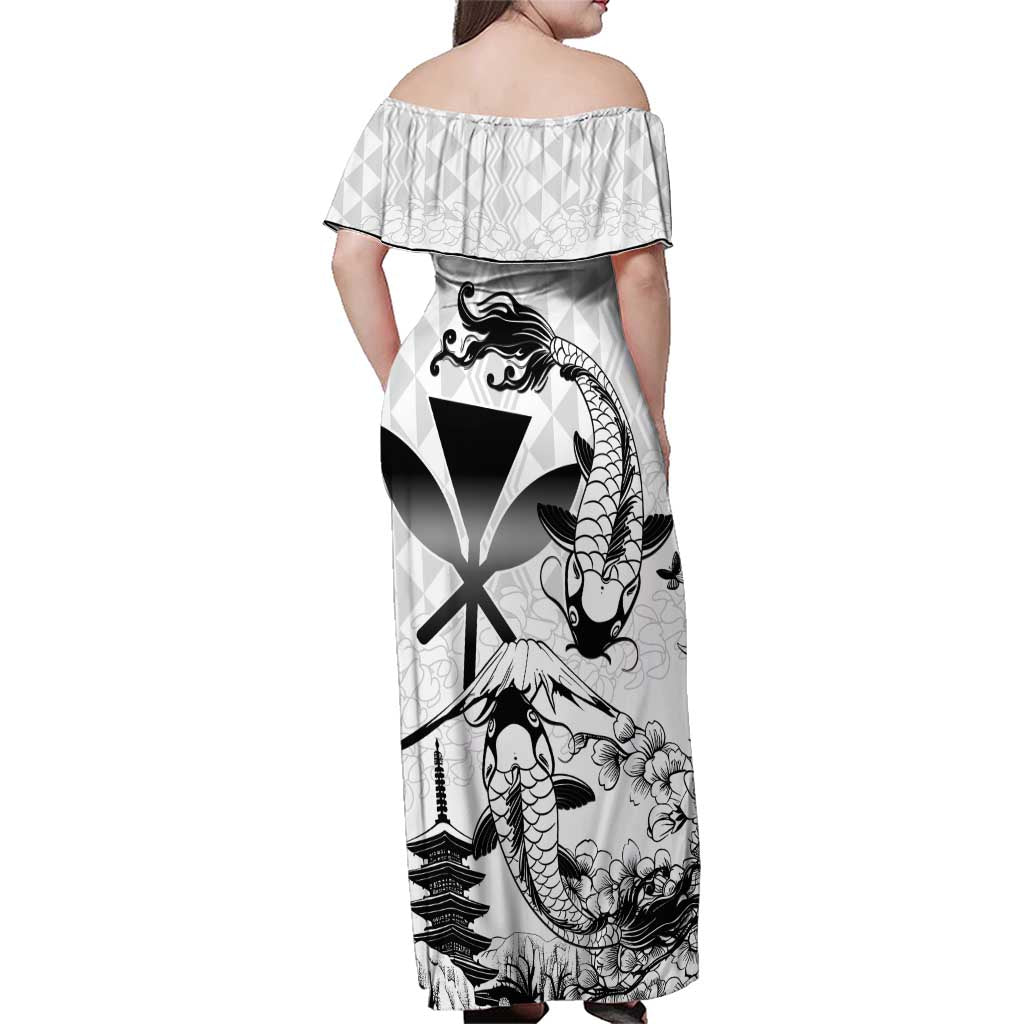 Japan And Hawaii Family Matching Off Shoulder Maxi Dress and Hawaiian Shirt Sakura Koi Fish Hawaiian Lei Kanaka LT14 - Polynesian Pride