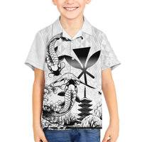 Japan And Hawaii Family Matching Off Shoulder Maxi Dress and Hawaiian Shirt Sakura Koi Fish Hawaiian Lei Kanaka LT14 Son's Shirt White - Polynesian Pride
