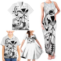 Japan And Hawaii Family Matching Tank Maxi Dress and Hawaiian Shirt Sakura Koi Fish Hawaiian Lei Kanaka - Polynesian Pride