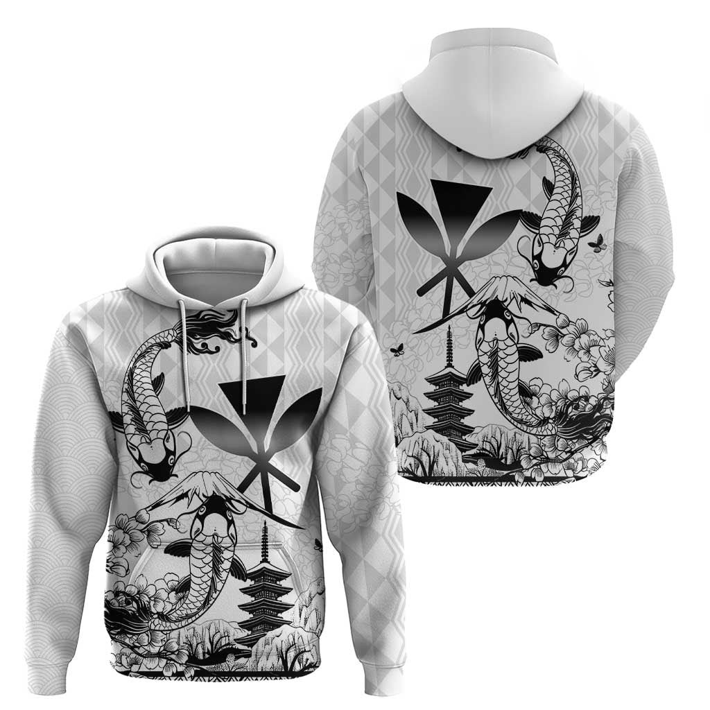 Japan And Hawaii Hoodie Sakura Koi Fish Hawaiian Lei Kanaka - Polynesian Pride