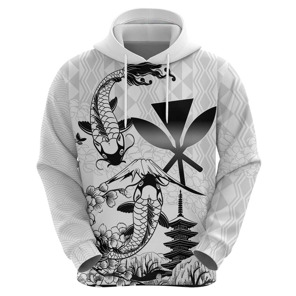 Japan And Hawaii Hoodie Sakura Koi Fish Hawaiian Lei Kanaka - Polynesian Pride