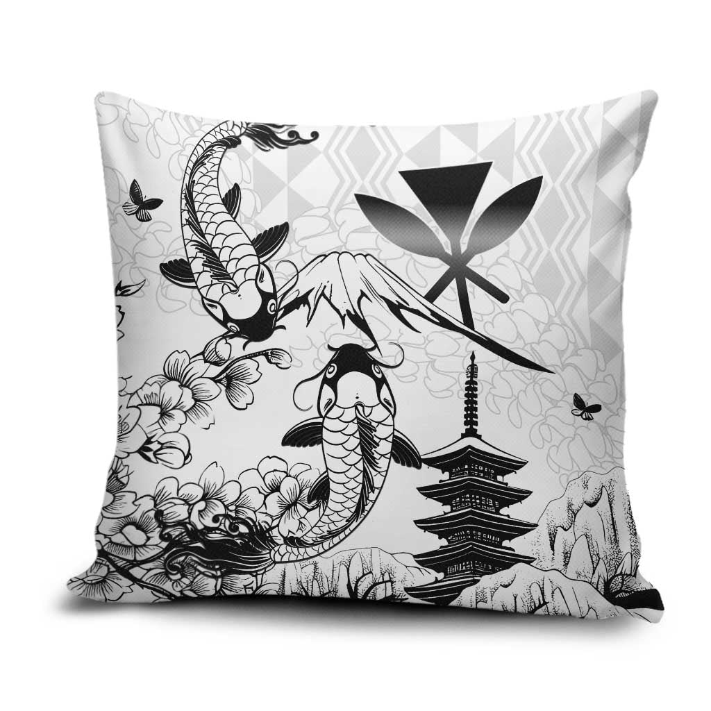 Japan And Hawaii Pillow Cover Sakura Koi Fish Hawaiian Lei Kanaka - Polynesian Pride