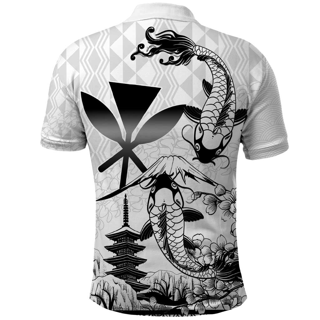 Japan And Hawaii Polo Shirt Sakura Koi Fish Hawaiian Lei Kanaka LT14 - Polynesian Pride