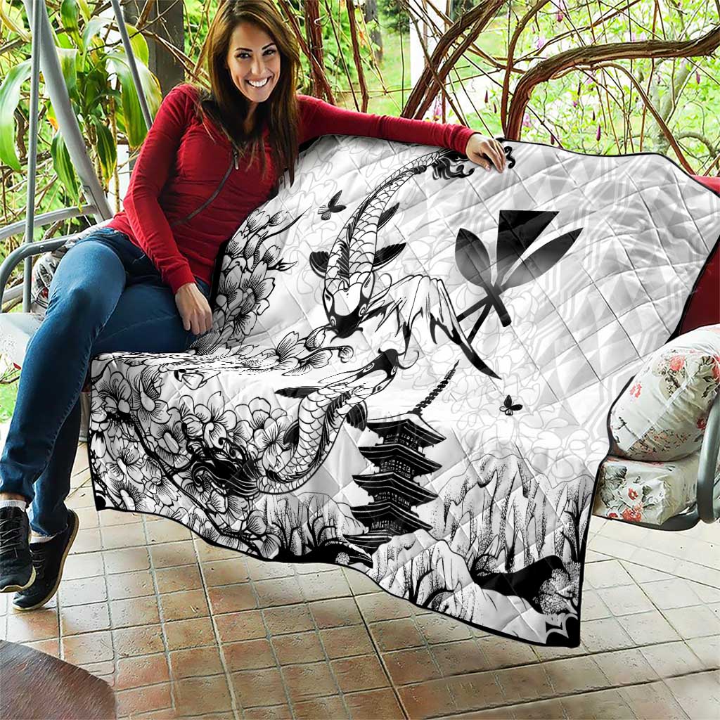 Japan And Hawaii Quilt Sakura Koi Fish Hawaiian Lei Kanaka - Polynesian Pride