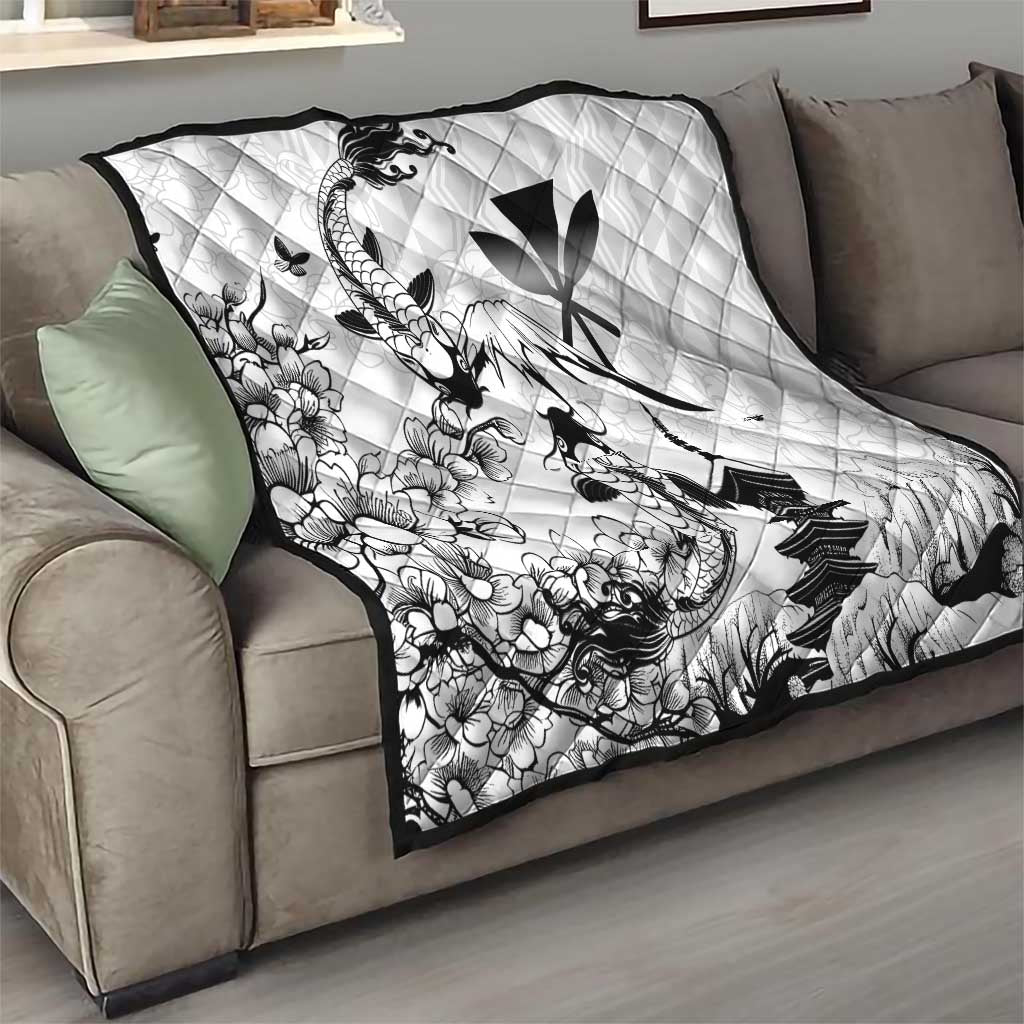 Japan And Hawaii Quilt Sakura Koi Fish Hawaiian Lei Kanaka - Polynesian Pride