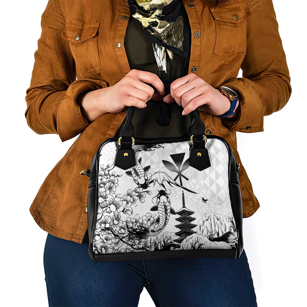 Japan And Hawaii Shoulder Handbag Sakura Koi Fish Hawaiian Lei Kanaka - Polynesian Pride