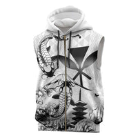 Japan And Hawaii Sleeveless Zip Hoodie Sakura Koi Fish Hawaiian Lei Kanaka - Polynesian Pride