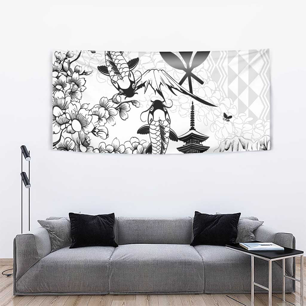 Japan And Hawaii Tapestry Sakura Koi Fish Hawaiian Lei Kanaka - Polynesian Pride