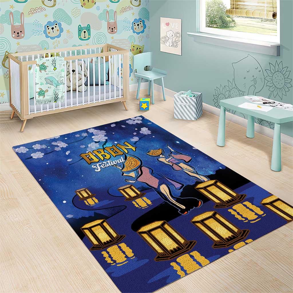 Japan Obon Festival Area Rug Sakura Lanterns With Bon Dance - Polynesian Pride