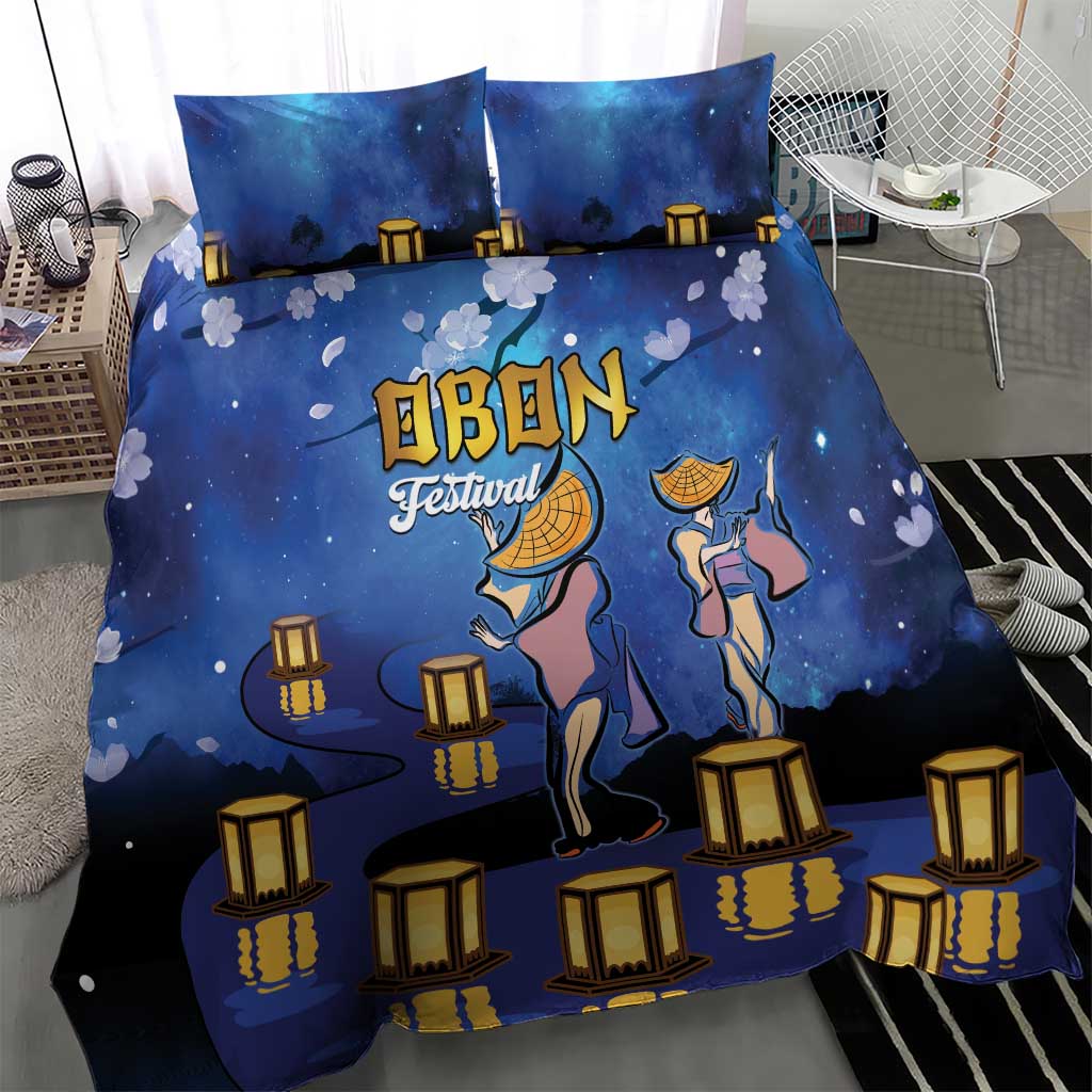 Japan Obon Festival Bedding Set Sakura Lanterns With Bon Dance - Polynesian Pride