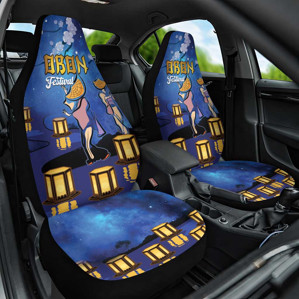 Japan Obon Festival Car Seat Cover Sakura Lanterns With Bon Dance - Polynesian Pride